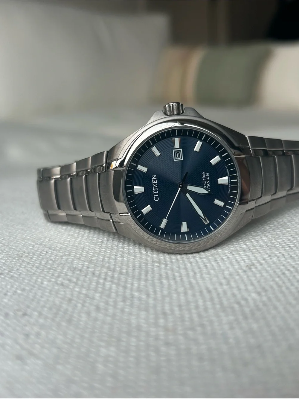 Citizen Paradigm Super Titanium Watch with Blue Dial & Stainless Bracelet